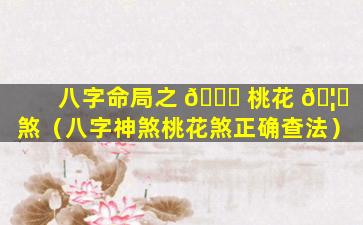 八字命局之 🍀 桃花 🦆 煞（八字神煞桃花煞正确查法）